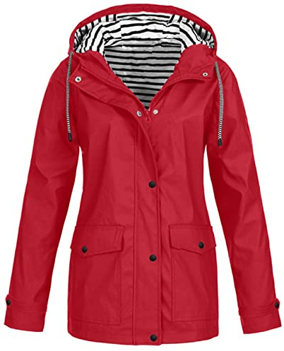 MOKBAY Giacca con Cappuccio Donna Giubbino Giacca da Pioggia Cappello Pioggia Tuta Antipioggia Giubbotto Antipioggia Antivento Impermeabile Leggero Invernale Impermeabile Cappotto Leggero Donna S
