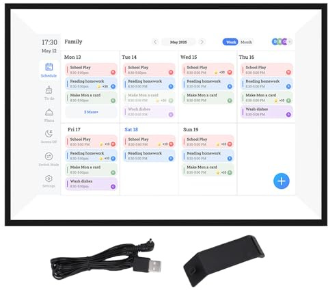 Nurnesy SMART Digital Kalender med Chore -diagram, 10.1in HD Pekskärmsfamiljsplanerare för, Sync, WiFi -anslutning