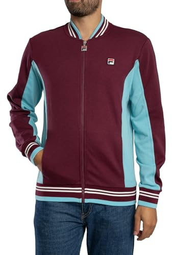 FILA Men's Settanta Baseball Track Jacket, Fig/Milky Blue/Gardenia, XL