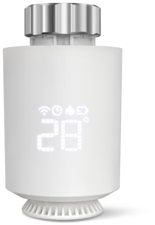 Vanne Thermostatique Radiateur, Tête Thermostatique Connectée et Intelligente, Contrôle Vocal, Compatible avec Alexa/Home Assistant, Programmation Hebdomadaire/Économie d'Énergie (1 Pack)