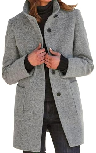 Cappotti autunnali da donna 2025 Cappotto lungo da donna in misto lana doppiopetto con cappuccio e chiusura a bottoni