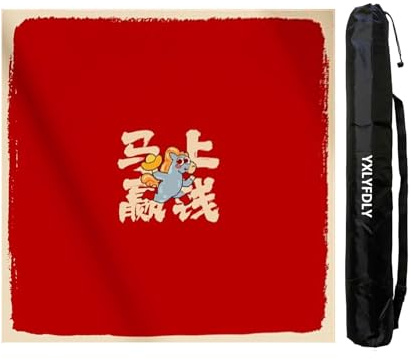YXLYFDLY Mantel de Mahjong rojo grueso y reducción de ruido con bolsa de transporte, tapete de juego grande para póquer, cartas, juegos de azulejos (110 cm)