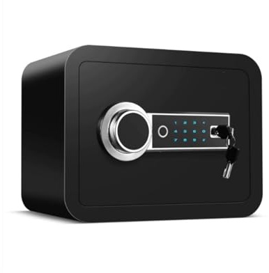 Caja fuerte Caja fuerte de acero al carbono for guardar dinero, joyas, documentos y armas. Con huella dactilar y contraseña. Ideal for oficina, hogar y hotel. cajas fuertes(Noir)