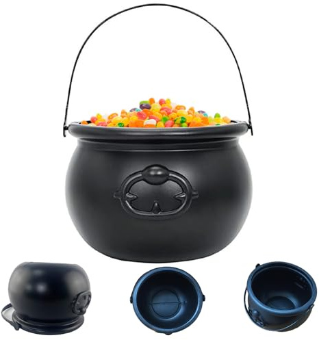 Licsaliwe Häxa kittel, 19,6 cm plast halloween godisskål 2,6 L svart | Lätt bärbar design, rymmer 2,6 L godis, perfekt för halloween-fester