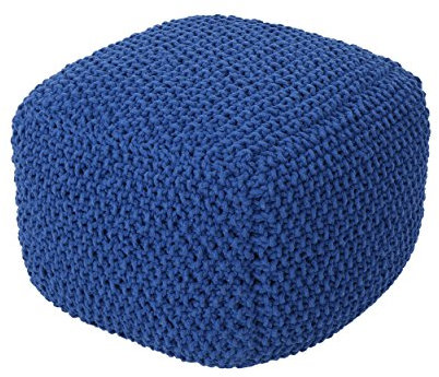Christopher Knight Home Knox Strick-Pouf, Baumwolle, Marineblau