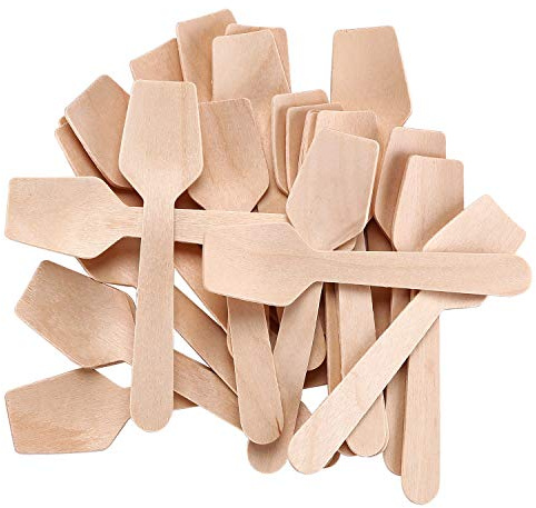 Gmark 1.5mm Extra-Thick Mini Wooden Spoons (4 Inch) – 100 Count Heavy Duty Square End Tasting Spoons – Sturdy No-Snap Birch Wood Samplers for Gelato, Yogurt & Desserts – Eco-Friendly GM1101A