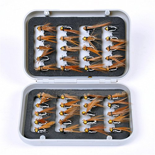 CHSEEO 40 Stück Angel-Fliegen Kunstköder Set Angel-Köder Fliegen Forellenköder Fliegen Fischen Köder Haken Perfekt zum Zander Angeln Barsch Forelle Dorsch Angelzubehör Angelset #4