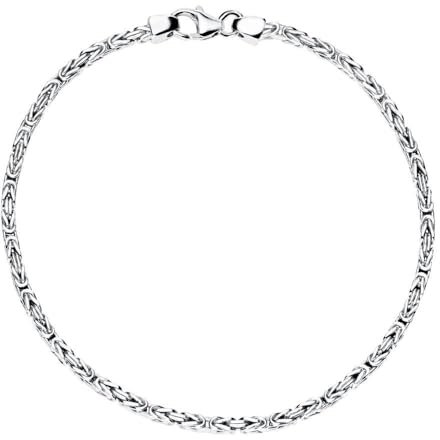 Unisex Silberarmband rhodiniert: Königskettendesign 925er Silber, 2mm JEWLIX 19cm