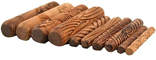 Vorfaove Töpferwerkzeuge, Rollen mit aus , Modellrollen, Modelliermasse, Töpferwerkzeug, mit verschiedenen Mustern, 10 Stück