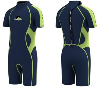 XUKER - Muta corta in neoprene per bambini da 3 mm, muta corta in neoprene per bambini in acqua fredda, muta subacquea monopezzo per immersioni, snorkeling, surf, nuoto, canoa