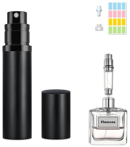 Fiwecos Parfümzerstäuber Nachfüllbare, leer Mini Parfüm Flaschen Kein,Trichter oder Tropfer erforderlich Portable Zerstäuber von 5ml Reisen und Ausgehen (Schwarz)