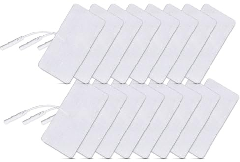 iStim Super Soft 5x10cm TENS Unit Self-Adhesive Electrodes for TENS EMS Units with 2mm Connector -Electrode Pads for Pain Treatment, Muscle Growth, Toning and Massage (5x10cm-16 Pieces-White)