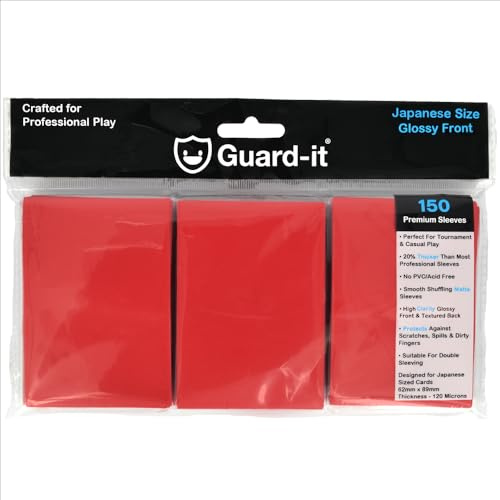 Guard-it - 150 Red Small Japanese Size Trading Card Sleeves - Premium Deck Protectors for Yu-Gi-Oh, Cardfight!! Vanguard & Photocards