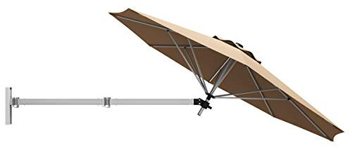 GOPLUS 247CM Parasol Cantilever Mural, Parasol de Jardin Extérieur avec Tête Inclinable & Support Réglable, 8 Baleines Robustes & Aération, pour Balcon, Terrasse, Cour (Beige)