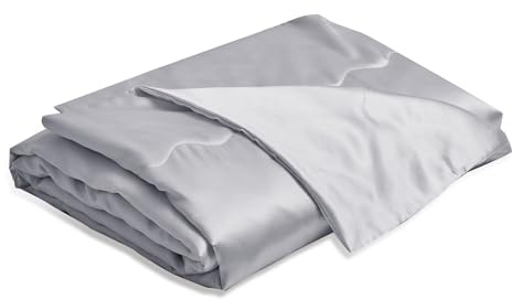 YASMENG Couverture en satin - 220 x 240 cm - Gris - Couverture d'été rafraîchissante et soyeuse - Légère, douce, luxueuse et lisse - En satin brillant - Pour lit, canapé, chambre à coucher, bureau