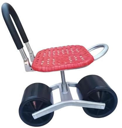 Oldmoom Tabouret de Jardin avec roulettes, Siège de Jardinage Rotatif à 360 degrés, Tabouret de Jardinage, Chariot de Jardin Pliable à Hauteur Réglable, Tabouret de Jardin Roulant, pour Patio, Cour