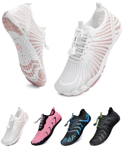 Scarpe a Piedi Nudi Scarpe da Trail Running Uomini Donne Scarpe Acqua Bagni A Piedi Nudi Nuoti Spiagge Asciugatura Rapida Traspirante Antiscivolo Unisex(Arancio Bianco 37)
