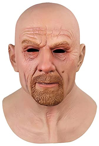 Maschera in silicone da uomo anziano, maschera spaventosa per Halloween, cosplay, feste, cosplay, travestimenti in lattice (normative europee)