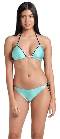ARENA Solid Bikini Mujer Triangular, Traje de Baño en Tejido Elástico Reciclado de Secado Rápido, Bañador para Playa y Piscina con Copas Extraíbles, Top y Braguitas con Lazos