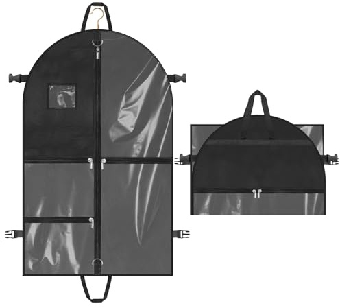 Farerkass Kleidersack, Faltbare Anzugtasche für Reisen, Kleidersack Anzug mit 5 Taschen Staubdicht Anzugtasche, Staubdichte Kleidung Schutztasche für Jacke, Kleid, Mantel, 110×60cm