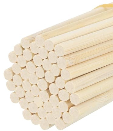 sourcing map Wooden Dowel Rods,40cm/16 Round Dowel Rod Wood Sticks,6mm/0.24 Bamboo Stick for Arts Crafts, Photo Booth Props, DIY Building Model,50 Pack