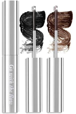 Prreal 2 máscaras de metal, pestañas rizadas 6D de hierro de larga duración, no se aglutinan a prueba de escamas, menos pestañas de primera calidad, a prueba de manchas, color marrón y negro, pestañas