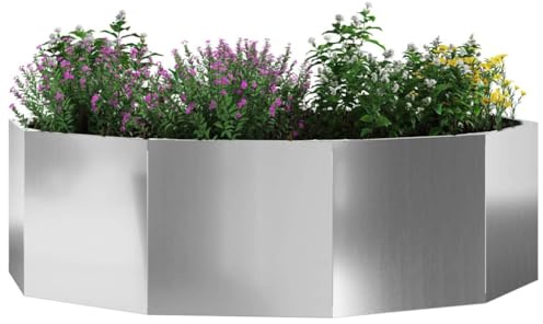 vidaXL Jardinera Plateado 120 x 120 x 35 cm Acero Galvanizado, Jardín y Terraza, Macetas de Acero Modernas, Contenedores Resistentes, Decoración para Plantas