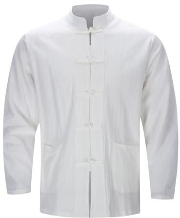 Generisch Chaqueta de artes marciales para hombre, uniforme tradicional chino, ropa de abrigo para Kung Fu Tai Chi Wushu Hombres Mujeres Estilo Tang Primavera Otoño Ropa de Lino Camisa