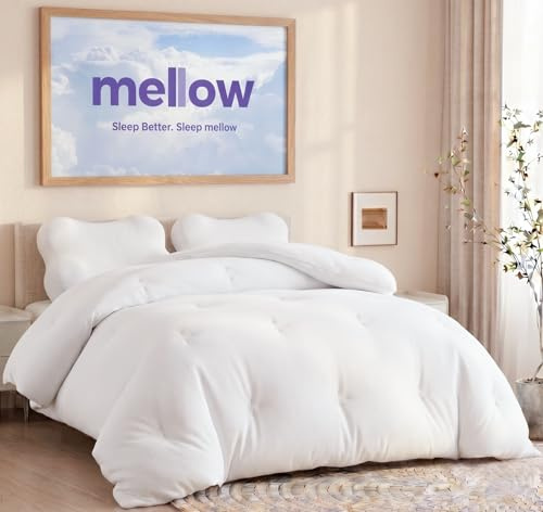 Mellow Marshmellow Comforter King/Cal King - Extra Fluffy Double-Stuffed Down Alternative Duvet Insert, All-Season Temperature-Balancing, Oeko-TEX Class I Fabric, Box-Stitch, Machine Washable