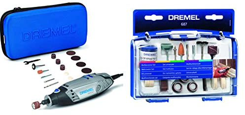 Dremel 3000 Outil Rotatif Multifonction 130W avec 15 Accessoires et 1 Sac, & 687 Jeu de travaux généraux 52 accessoires Dremel