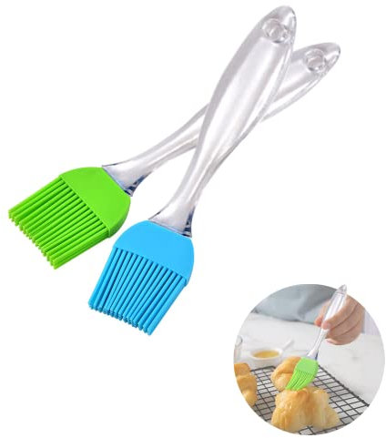 CCLKHY 2 Pcs Pastry Brush Silicone, Cooking Baking Brush Set, Grill Brush, Heat Resistant Oil Brush Suit for Barbecues, Pastries, Food Stirring, Baking Cooking