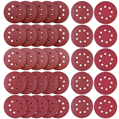 35 Pièces 125mm Disques de Ponçage Papier Abrasifs 320/400/800/1000/1200/1500/2000 Grain pour Poncer/Polir/Dérouiller pour Ponceuse Excentrique de 8 Trous