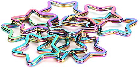 Joyzan 10pcs Pentacle Shaped Key Rings, Decorative Keyring, Bag Charm Clip | Metal Keychain Ring, for DIY Key Chains Pet Belts Leather Crafts Belts Colorful Gifts