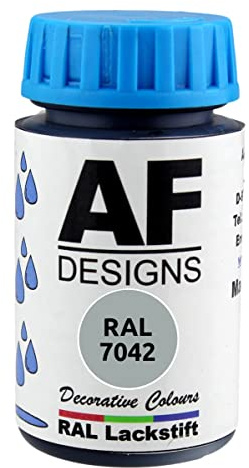 Alex Flittner Designs Pennarello Vernice RAL 7042 Grigio Traffico A Satinato 50 ml per Legno Metallo - Ritocco e Riparazione Mobili Bagno