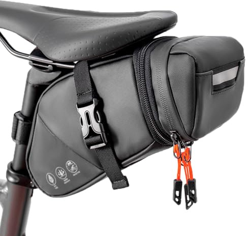 Danuosie Bike Seat Bag, Expandable Bicycle Saddle Bag Under Seat, Waterproof Cycling Seat Pack for Mountain Road Bikes and Commuter, 1.5-2L