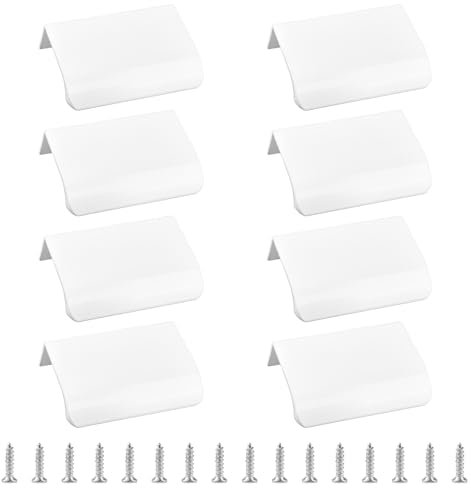 MOROBOR 8 unsichtbare Schrankgriffe aus Aluminiumlegierung, versenkte, verdeckte Griffe für Schränke, Schubladen, Schiebetüren, Schränke (50 mm, weiß)