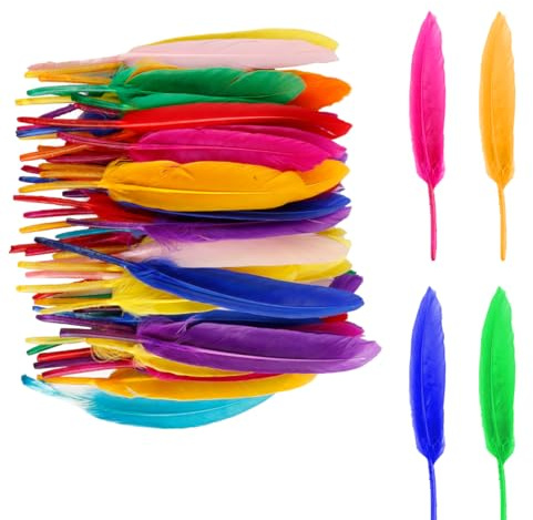 Thyonta 50 PCS Colorful Feathers - Craft Feathers for Crafts丨Natural Goose Feathers for DIY Dream Catcher Carnival 18-20cm