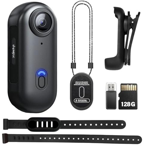 Fotocamera corpo da 128 GB 4K, fotocamera portatile con memoria e una durata della batteria di 120 minuti | Fotocamera clip on corpo con audio, fotocamera point-of-view, fotocamera azione (4K-B-128G)