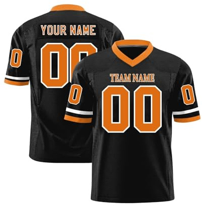 Personalisiert American Football Trikot für Herren Damen Jugend Vorschule Personalized Printed Team Name Number Logo Custom Football Jersey Schnelltrocknend Atmungsaktiv Saffron