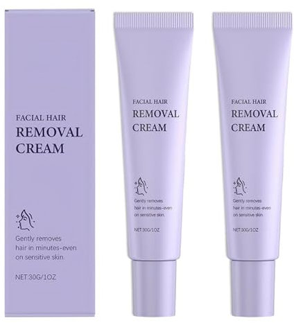 2 Stück Haarentfernung Gesicht Damen,Enthaarungscreme Gesicht,Milde Formel,für Jeden Hauttyp,Geeignet für Lippen,Wangen,Körper (30g)