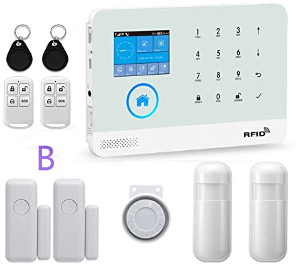 Kit Allarme Casa, senza fili Wifi GSM di allarme di sicurezza domestica for Tuya Smart Life App Con rilevatore del sensore di movimento compatibile(B 15000MAH)