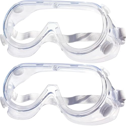 Occhiali di Sicurezza,2 Pezzi Occhiali Protettivi da Lavoro Occhiali Antipolvere Occhiali a Mascherina Trasparente Occhiali di Protezione per Adulti Lenti Trasparenti per Attività all'aperto