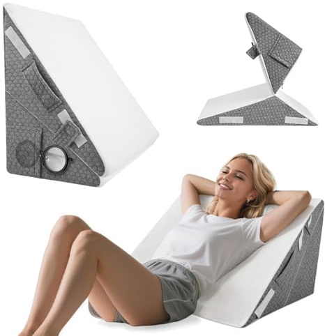 Almohada de Lectura, Cojín Cuña Ergonómico Almohada Triangular para Cama y Sofá, Almohada Cuña, Cojin Espalda, Cómoda Almohada Antirreflujo y Cojín de Lectura para Elevación del Sueño o como