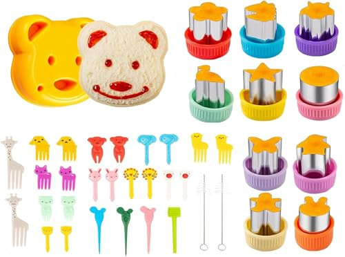 39 Stück Ausstechformen, Ausstecher Brot und Gemüse Kinder, Brot Ausstecher für Kinder, zum backen,Diverse Shapes, Safe & Easy - to - Clean Food Cutters & Fruit Forks for Fun Kids' Meals