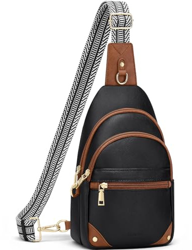 SYTRAH Anti Theft Crossbody Bags for Women, RFID Sling Bag Travel Purse, RFID Cross Body Purses Chest Bag for Travel Black Brown