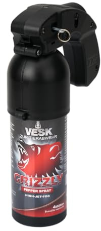 VESK Grizzly Pfefferspray 400 ml - High-Jet-Fog Breitstrahl Bärenabwehrspray Tierabwehrspray mit Pistolengriff