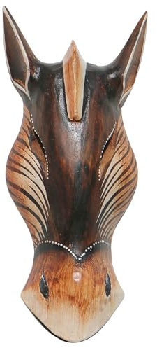 Wogeka - Maschera animale antilope gazzella 30 cm – realizzata a mano in legno come idea regalo per la decorazione, intaglio di Bali, maschera Africa 109