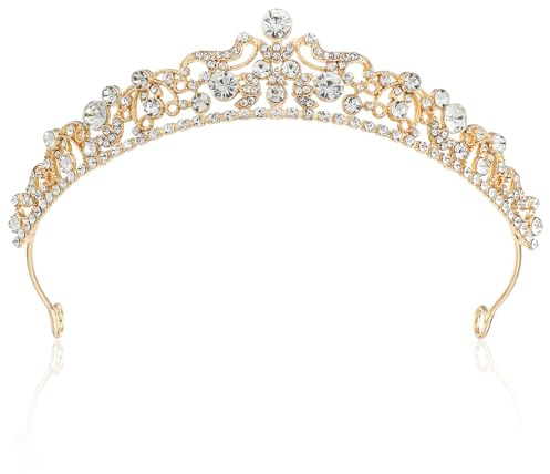 Tiara guld silver kristall krona kristallkrona strass prinsessa elegant krona tiara bröllop för bal jul brud krona bröllop avslutningsbal festtåg kvinnor brud drottning prinsessa