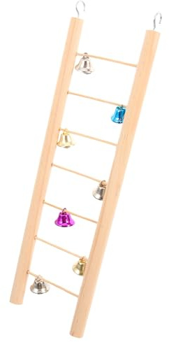 ARTSEWPLY Échelle en Bois Naturelle pour Oiseaux et Hamsters 30 CM 7 Marches d'escalade Suspendu pour Cage Stimulation Motricité pour Perruches et Petits Rongeurs