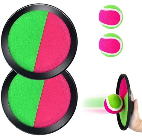 Fuantuda Balle Raquette Scratch Jeux, Jeu de Balle Enfants, Raquette de Plage 2 Pagaies et 2 Balles, Jeu Catch Ball et Toss pour 2 3 5 4 6 7 8 9 10 Ans Enfant, pour Jardin Extérieur Cour Plage